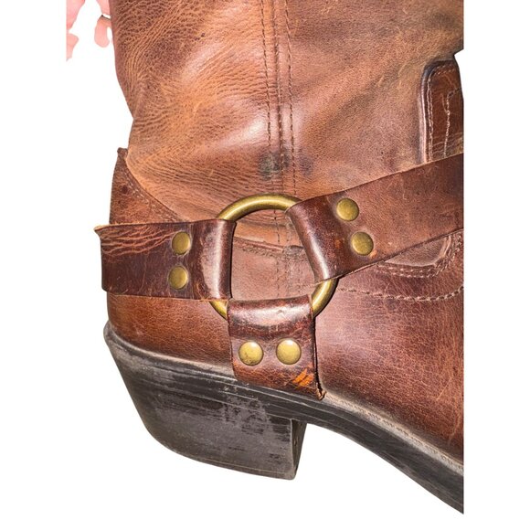 VTG Mossimo Supply Womens 9 Brown Leather Western Harness Moto Biker Boots Boho - Picture 9 of 14